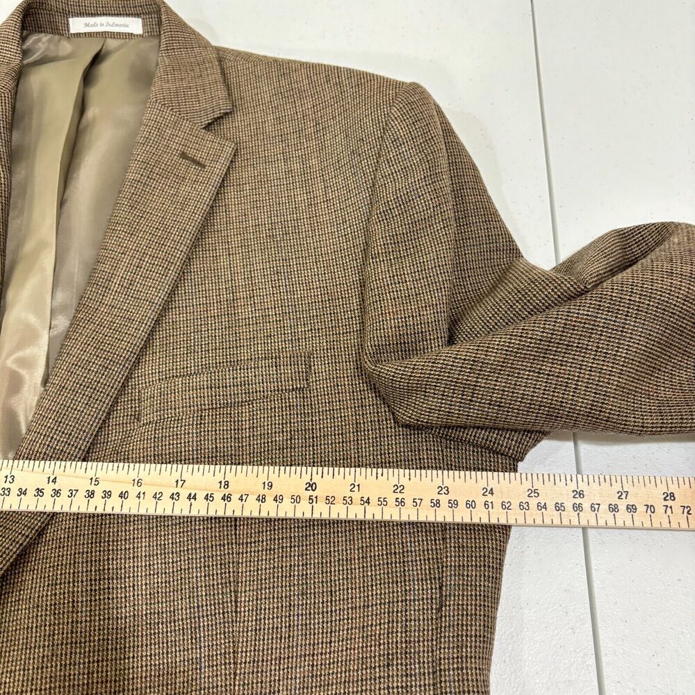 Chaps Ralph Lauren Men's Brown Check 100% Wool Sport Coat Blazer 48L 2-Button - Picture 12 of 14